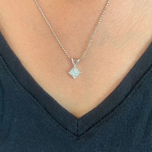 Real Natural Diamond square Pendant